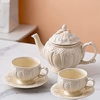 Amazon｜5ピース磁器ティーセットフローラルエンボス加工、 コーヒー